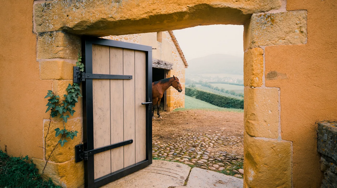 Entrée, Les Prairies de Larina, centre équestre à Hières-sur-Amby