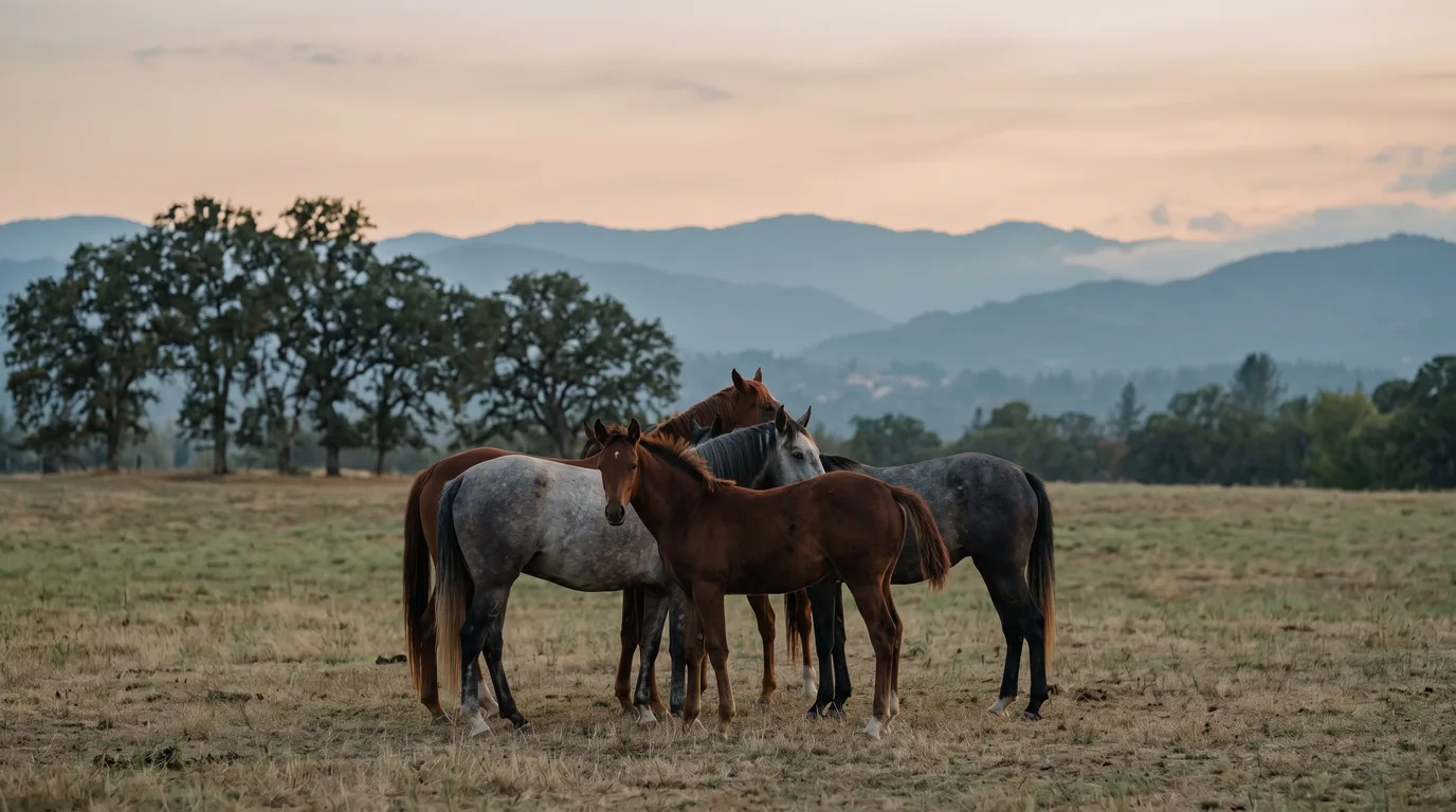Chevaux en liberté, Les Prairies de Larina, Isère